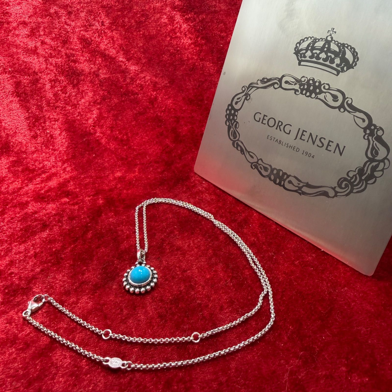 美品 ネックレス ターコイス ♯9A ジョージジェンセン/GEORG JENSEN
