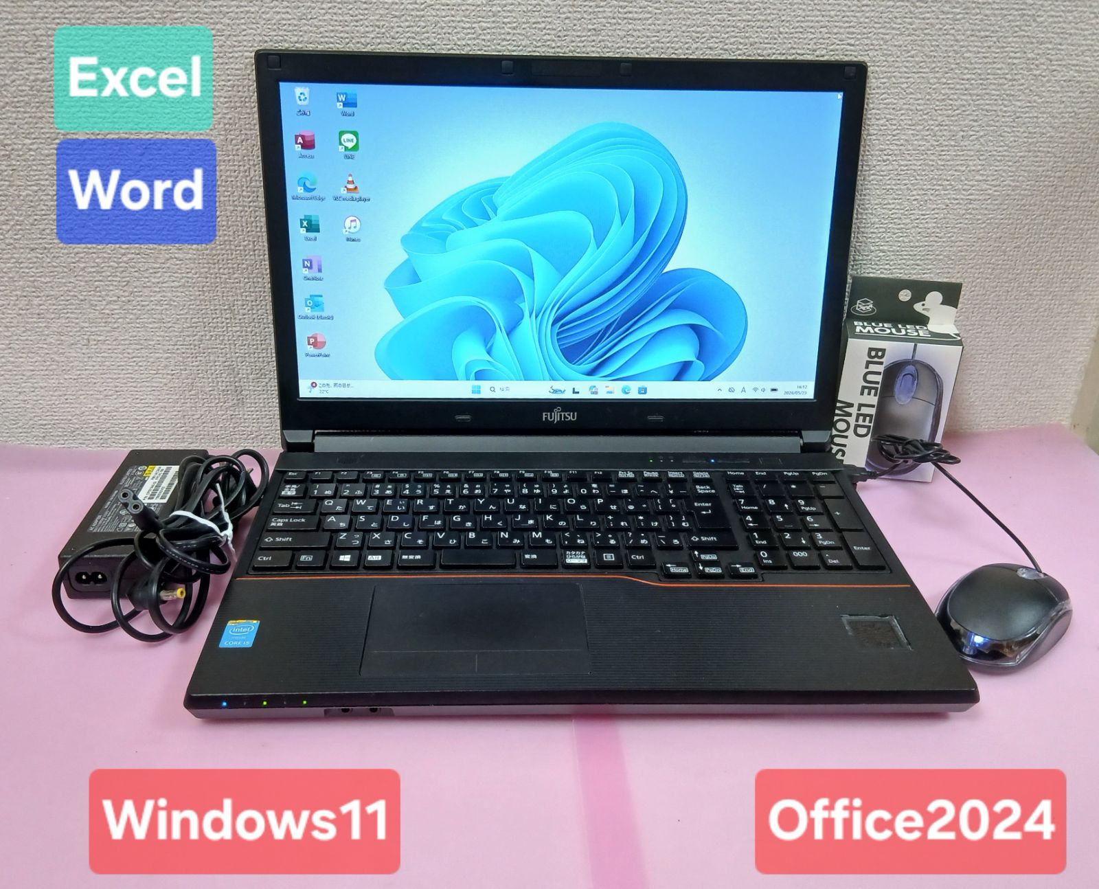 初期設定不要★富士通 Core i5 4310M 2.7GHz 8GB 320GB Windows11 Office2024 エクセル ワード パワーポイント 15.6インチ ノートパソコン