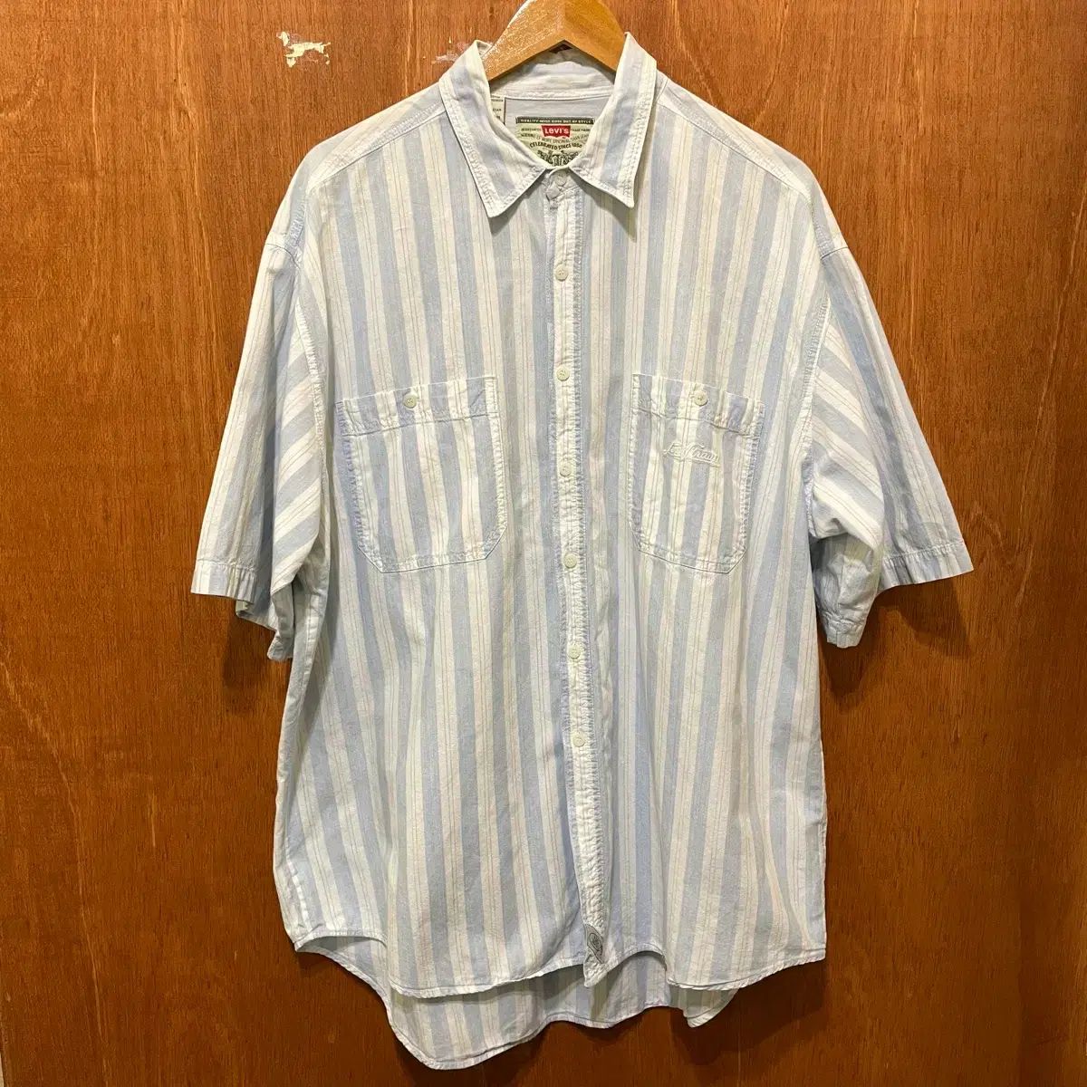 (XL) 90s Levis リーバイス ストライプ 半袖 シャツ