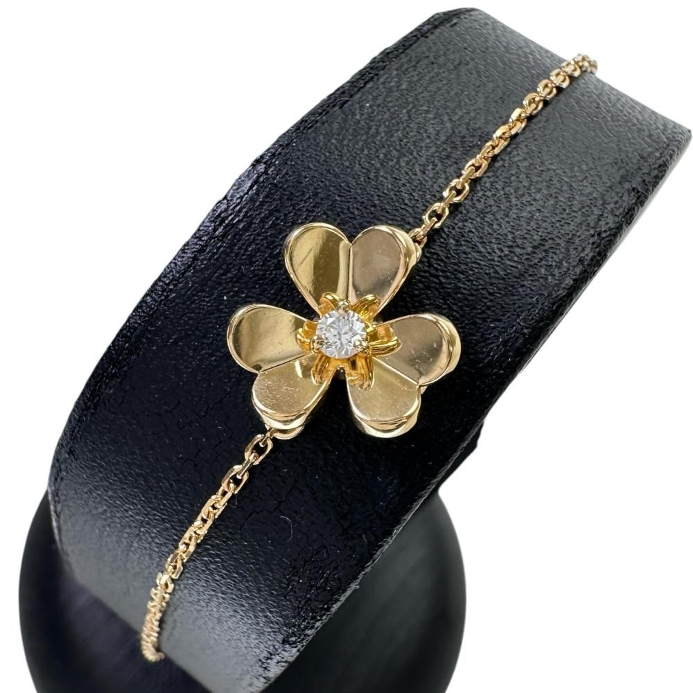 【Van Cleef & Arpels/ヴァンクリーフ＆アーペル】フリヴォル ミニ 1Pダイヤ ダイヤモンド ブレスレット K18PGピンクゴールド 18金 2.3g 17.0cm レディース 【中古】【真子質店】【GD】