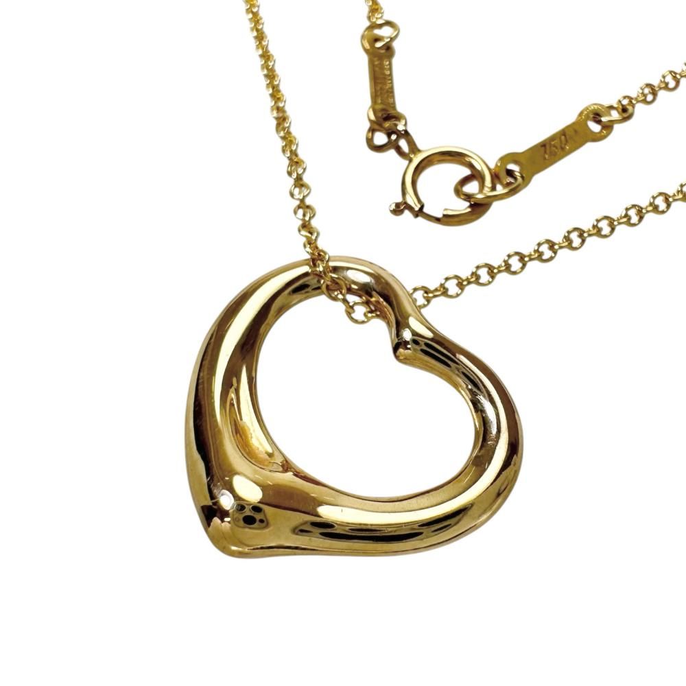 【TIFFANY&Co./ティファニー】オープンハート エルサペレッティ ミニサイズ ネックレス K18YGイエローゴールド 18金 3.1g 40.5cm レディース 【中古】【真子質店】【GD】