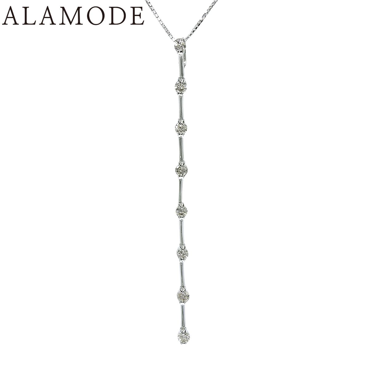 D0.50 ダイヤモンド ネックレス ホワイトゴールド K18WG 4.2g ネックレス アクセサリー ジュエリー 8PD シルバー銀 レディース 40802170527【中古】【アラモード】