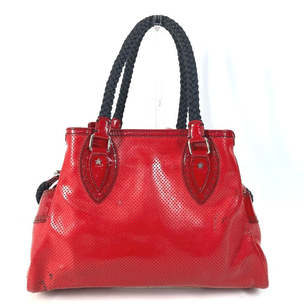 FENDI フェンディ ショルダーバッグ FF ロゴ エトニコ パンチング エナメル レッド FENDI フェンディ ショルダーバッグ FF ロゴ エトニコ パンチング エナメル レッド