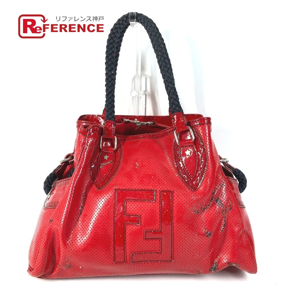 FENDI フェンディ ショルダーバッグ FF ロゴ エトニコ パンチング エナメル レッド