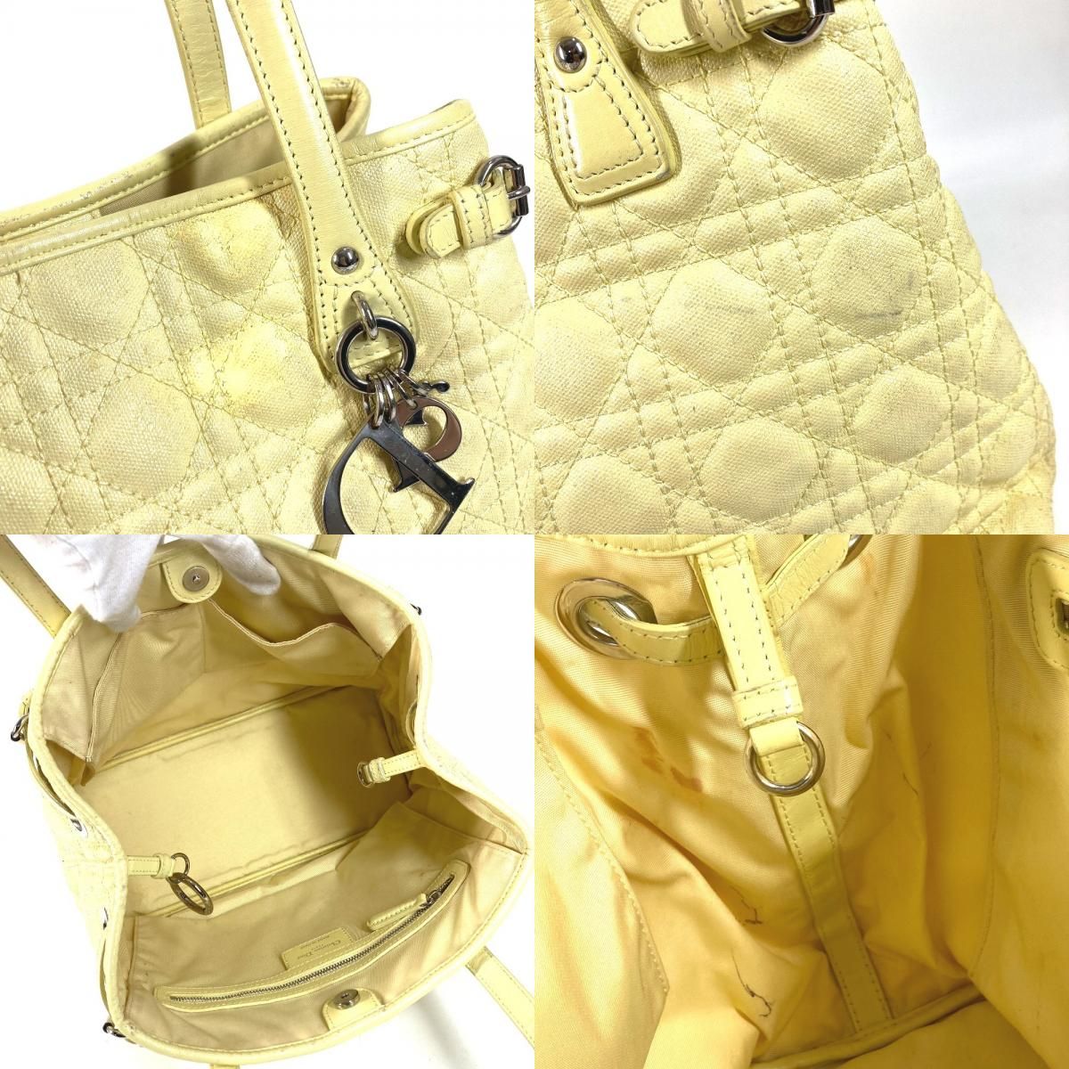Dior ディオール ショルダーバッグ カナージュ キルティング ロゴ レザー/コーティングキャンバス イエロー Dior ディオール ショルダーバッグ カナージュ キルティング ロゴ レザー/コーティングキャンバス イエロー