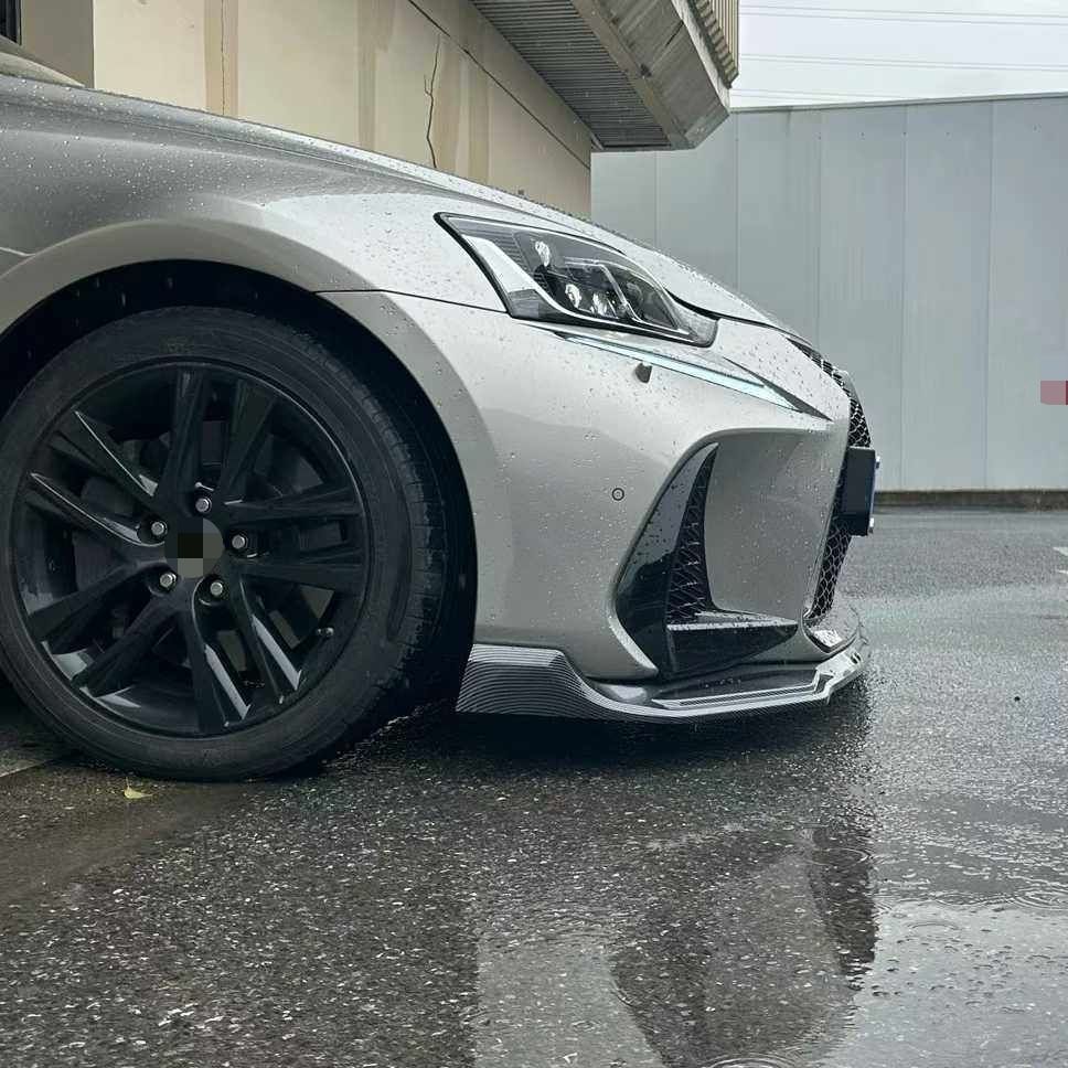 【送料無料】レクサス Lexus IS F-Sport IS300 IS350 2017-2020用 フロントリップスポイラー 3分割 ブラック グロスブラック カーボン柄 フロントアンダー 外装パーツ 立体感 高級感 引き締め感 スポーティ 取付用