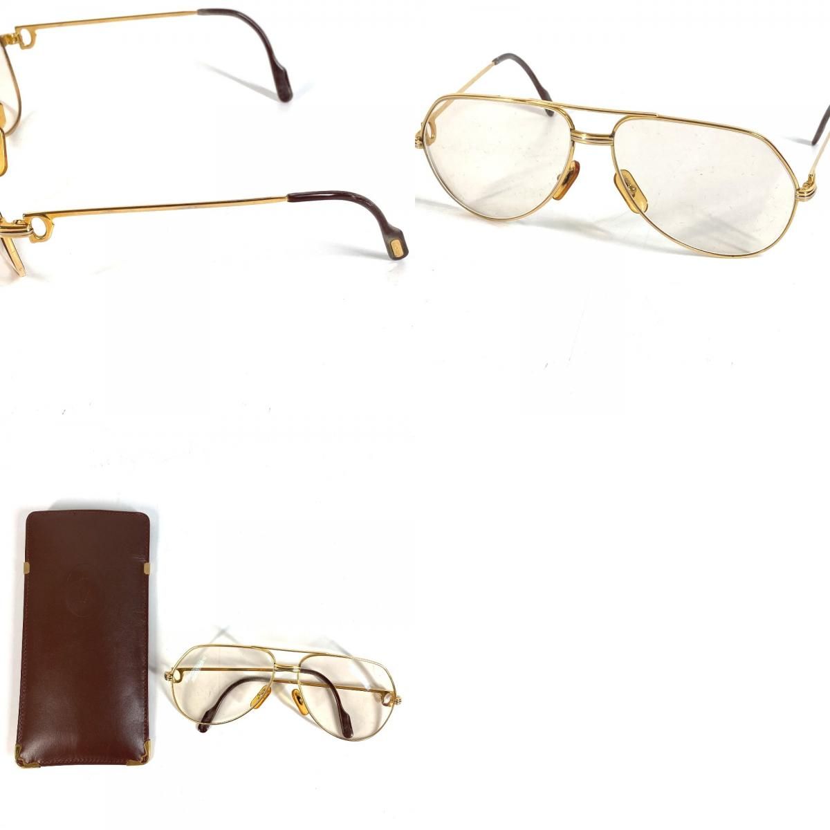 CARTIER カルティエ 眼鏡 トリニティ ロゴ メタル ゴールド
