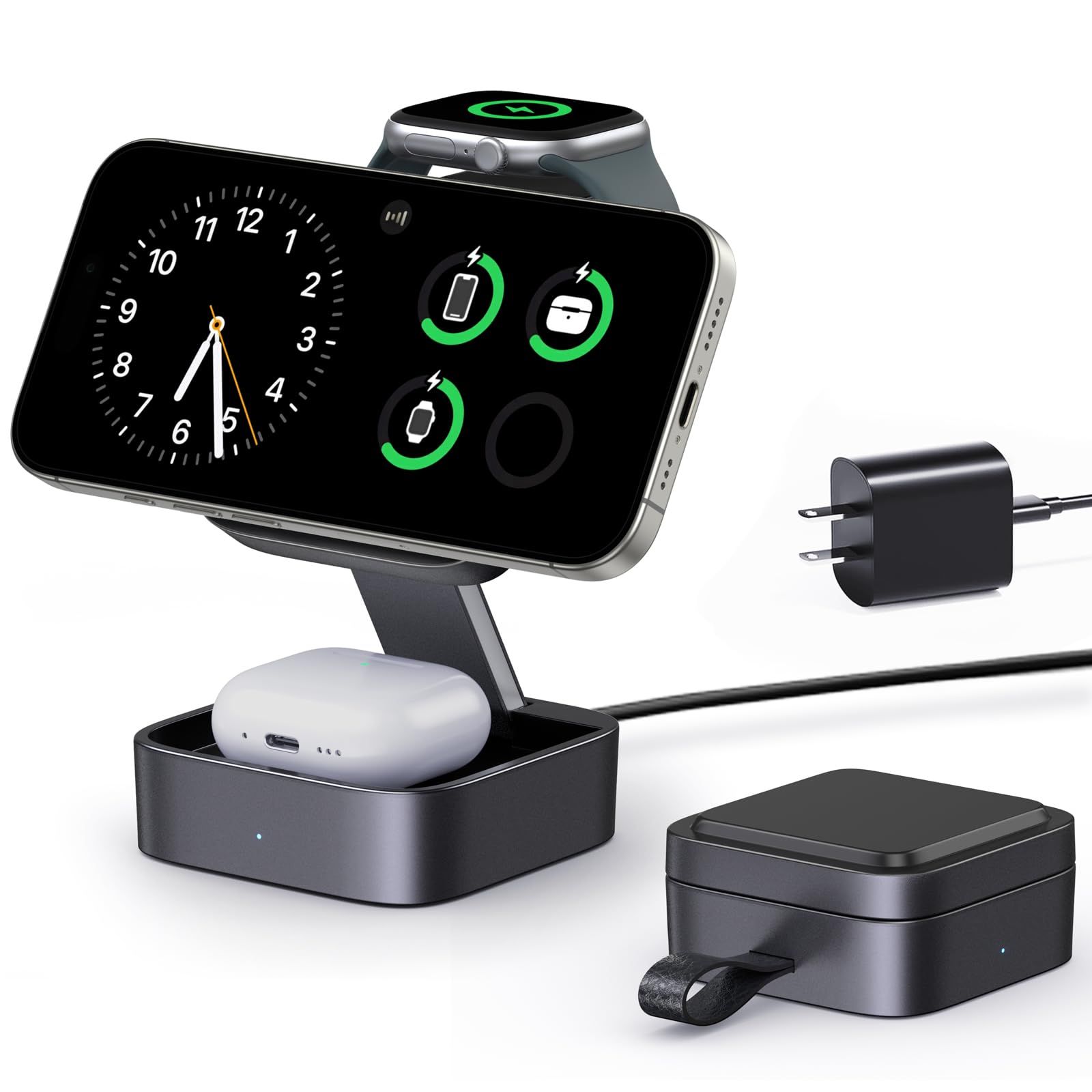 KEEPRO MagSafe 3in1 ワイヤレス充電器 折り畳み充電スタンド 同時に3つのデバイス充電 15W/10W/7.5W 置くだけ充電 マグセーフ充電器 iPhone/Apple Watch/Airpodsに対応 コンパクト旅行用 【20W PDas KEEPRO MagSafe 3in1 ワイヤレス充電器 折り畳み充電スタンド 同時に3つのデバイス充電 15W/10W/7.5W 置くだけ充電 マグセーフ充電器 iPhone/Apple Watch/Airpodsに対応 コンパクト旅行用 【20W PDas