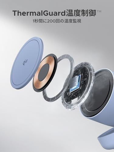 UGREEN Zapix ワイヤレス充電器 MagSafe 15W Qi2認証 2-in-1 イヤホン iPhone ワイヤレス充電 マグネット式【卓上用/48°絶妙な視角 】 iPhone 17/16/15/14/13/12シリーズ & AirPods対as