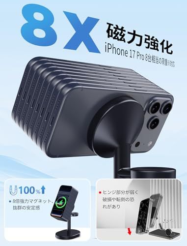 Hevanto 2026 MagSafe充電器 3in1 ワイヤレス充電器 Qi認証 極小 15W急速充電スタンド iPhone 17/17e/16/15/14/13/12 Apple Watch AirPods対応 マグセーフ充電器 3台同時充電 まぐせas Hevanto 2026 MagSafe充電器 3in1 ワイヤレス充電器 Qi認証 極小 15W急速充電スタンド iPhone 17/17e/16/15/14/13/12 Apple Watch AirPods対応 マグセーフ充電器 3台同時充電 まぐせas