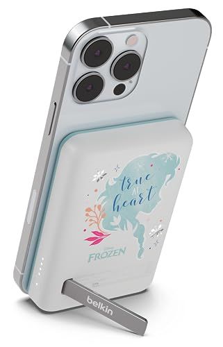 【ディズニー創立100周年 アナと雪の女王 限定モデル】Belkin MagSafe対応 ワイヤレス 3C対応 CCC 5000mAh(7.5W) iPhone 17,16?12 対応 パススルー充電対応 PSE認証 機内持ち込み可能 充電用ケーブル同梱 as