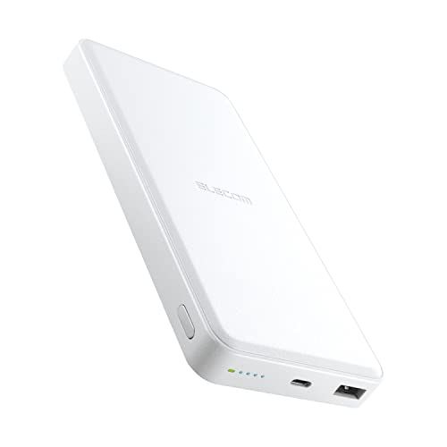 エレコム 大容量 急速充電 12000mAh USB PD対応 20W リン酸鉄 2台同時充電 出力2ポート (Type-C/USB-A) 入力(Type-C) 【 iPhone 16 15 14 / iPad/Android 各種対応】 ホワイト DE-as