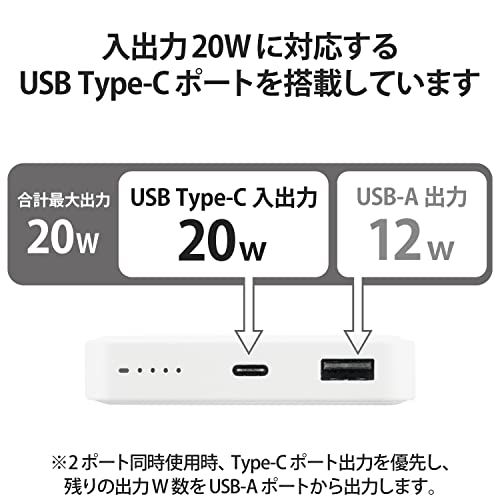 エレコム 大容量 急速充電 12000mAh USB PD対応 20W リン酸鉄 2台同時充電 出力2ポート (Type-C/USB-A) 入力(Type-C) 【 iPhone 16 15 14 / iPad/Android 各種対応】 ホワイト DE-as エレコム 大容量 急速充電 12000mAh USB PD対応 20W リン酸鉄 2台同時充電 出力2ポート (Type-C/USB-A) 入力(Type-C) 【 iPhone 16 15 14 / iPad/Android 各種対応】 ホワイト DE-as