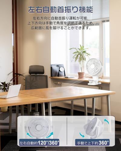 【左右360°自動首振り&10000mAh】 扇風機 クリップ usb充電式 風量3段階 リズム風 リモコン付き 切タイマー 小型 サーキュレーター LEDライト 強風 静音 卓上 車用 キャンプ 暑さ対策 ホワイトas 04995726 【左右360°自動首振り&10000mAh】 扇風機 クリップ usb充電式 風量3段階 リズム風 リモコン付き 切タイマー 小型 サーキュレーター LEDライト 強風 静音 卓上 車用 キャンプ 暑さ対策 ホワイトas 04995726