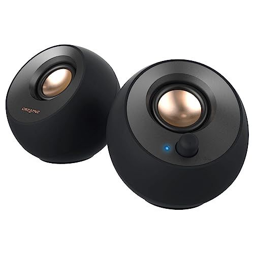 Creative Pebble V2 USB Type-C給電採用アクティブ スピーカー 8W RMS ピーク出力16W パワフル出力 45°上向きドライバー 重低音 パッシブ ドライバー SP-PBLV2-BKas e8fad2e9