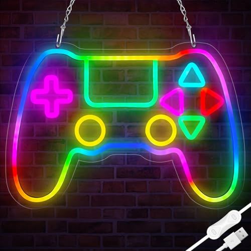 ゲームネオンサイン RGB ゲームパッド ネオンサイン LED ネオンライト 10種類 4モード 調整可能 USB充電式 壁掛け 雰囲気作り ネオン看板 インテリア 部屋 寝室 装飾 おしゃれ かわいい 誕生日 クリスマス プレゼント 横40 dc8cd044