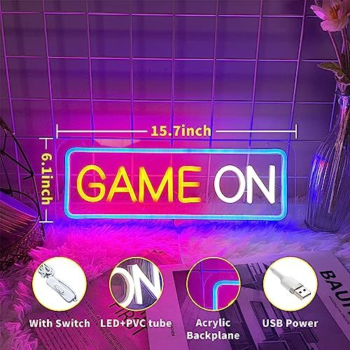 ゲームネオンサイン Game Onネオン LEDネオンライト USB/スイッチ付き ゲームルーム装飾用 子供ギフトas 0a2ad2bb