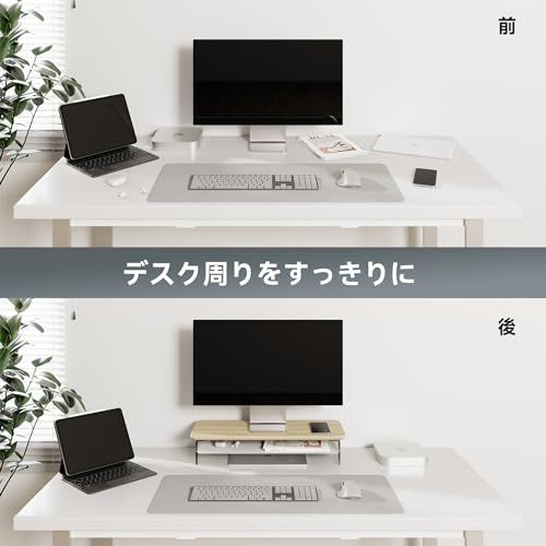Fenge モニター台 モニタースタンド 卓上 机上台 パソコン台 PC台 机上ラック 60cm横幅 2段 木製天板 アクリル製脚 デスクトップ用 机上 モニタースタンド 机上台 pcモニター台 パソコンラック 卓上 収納 整理整頓 オークG 21967667