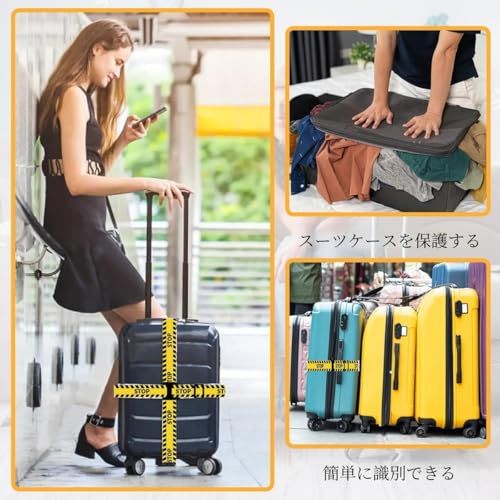 CLEAYODO【空港用 十字ストラップ】スーツケースベルト TSA対応ダイヤル錠 & POMフックの二重ロックで安心！22-32インチ対応 情報タグ付き スーツケースセキュリティベルト 2個セット STOP柄as 063629f2