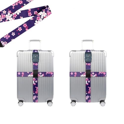 CLEAYODO【満開の桜デザイン】春の旅行にぴったり!TSAロック付きスーツケースベルト - 盗難・紛失防止 強化ラゲッジ 長さ4メートル(クロスタイプ)桜 2個セットas c9617b61