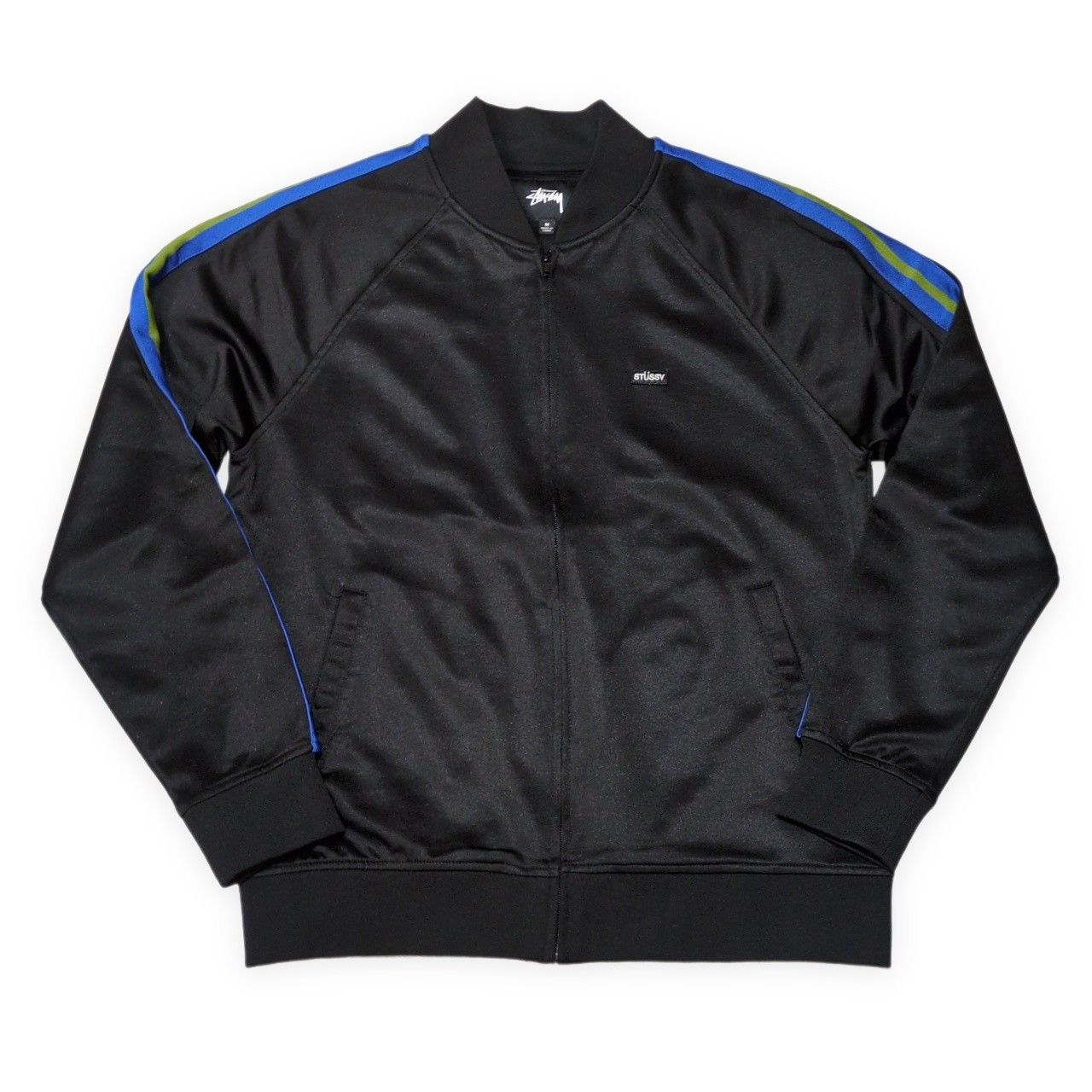 STUSSY ステューシー トラックジャケット ジャージ ラインジャケット ストリート ブラック ポリエステル M メンズ STUSSY ステューシー トラックジャケット ジャージ ラインジャケット
