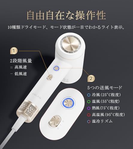 【LDK雑誌でA評価】【サタデープラスで紹介】 ANLAN ダブルケアドライヤーSE 速乾 大風量 低温 軽量 ドライヤー 4m?/分超大風量 ＜総合ランキング2位> 2億マイナスイオン 1200W 温冷リズム 風温4段階 低騒音 小型 母の 3aabe309