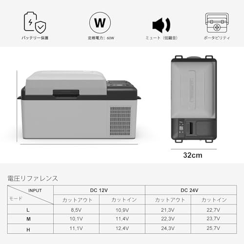Alpicool ポータブル冷蔵庫 【バッテリー内蔵可能】車載冷蔵庫 車載冷蔵冷凍庫 Y19E 20L 20リットル -20℃?20℃ コンプレッサー式 急速冷凍 AC100V DC12V/24V コンパクト 軽量 持ち運び便利 静音 45W 348aeb26