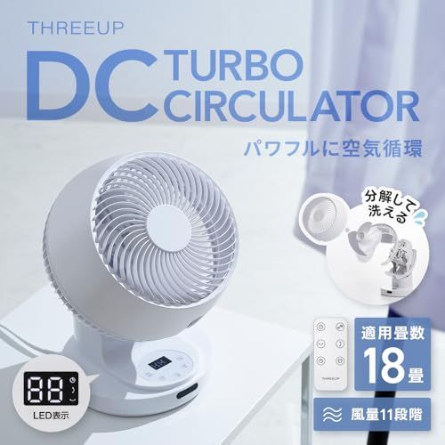 スリーアップ 18畳 上下左右 自動首振り リモコン付 お手入れガード分解 DCモーター ターボ サーキュレーター ホワイト CF-AZ0659WHe 7d20ec15