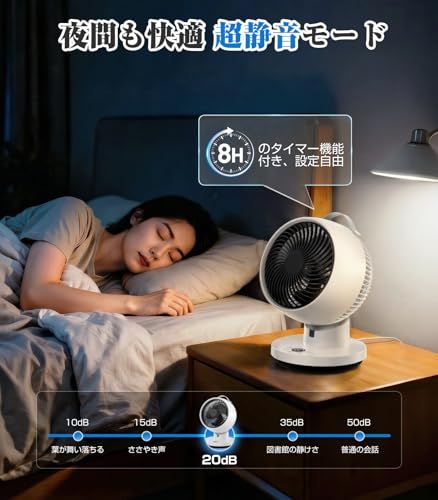 サーキュレーター DCモーター 静音 【2026 先行発売モデル＆省エネ】扇風機 兼用 360度首振り 強力送風 6段階風量調節 小型 リモコン付き タイマー機能 6-30畳対応 換気/空気循環/部屋干し 梅雨除湿 衣類乾燥 冷房/暖房 組み 34bb6c6f