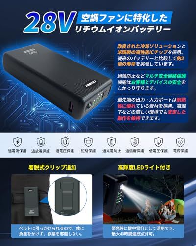 空調作業服 ファンバッテリーセット【2025新登場 28V超高出力 26000mAh】日本製ブラシレスモーター 4段階風量調節 超静か 超薄型 軽量ファン 9cm服穴径対応 PSE認証済 熱中症対策e 1ea86af8 空調作業服 ファンバッテリーセット【2025新登場 28V超高出力 26000mAh】日本製ブラシレスモーター 4段階風量調節 超静か 超薄型 軽量ファン 9cm服穴径対応 PSE認証済 熱中症対策e 1ea86af8