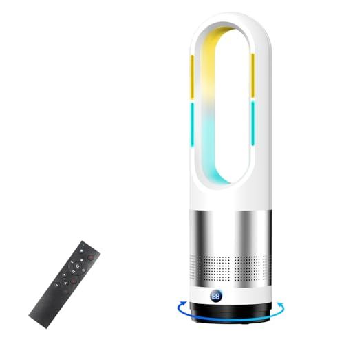 タワーファン 扇風機 スリム扇風機【冷暖両用＆羽根なし＆DCモーター電気代節約】セラミックヒーター ファンヒーター 電気ファンヒーター 3段階暖風・8段階冷風切り替え 100°左右首振り 1-9Hタイマー設定可 転倒自動OFF 過熱保護 リモ 4c8b53cb