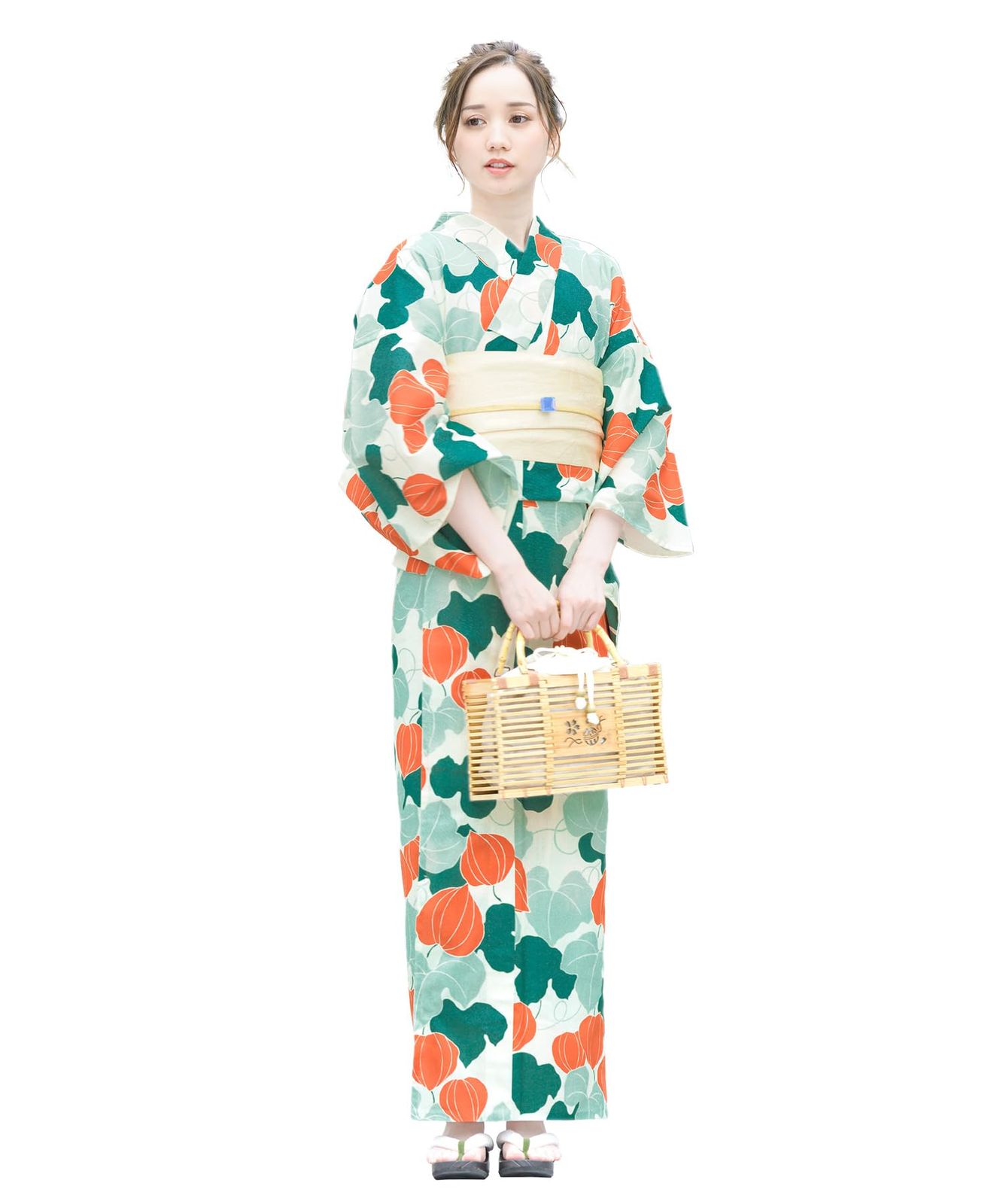 [SOUBIEN] ソウビエン 浴衣 2点 セット (浴衣/半幅帯) レディース 花 団扇 金魚 夏e 52ba7dd2