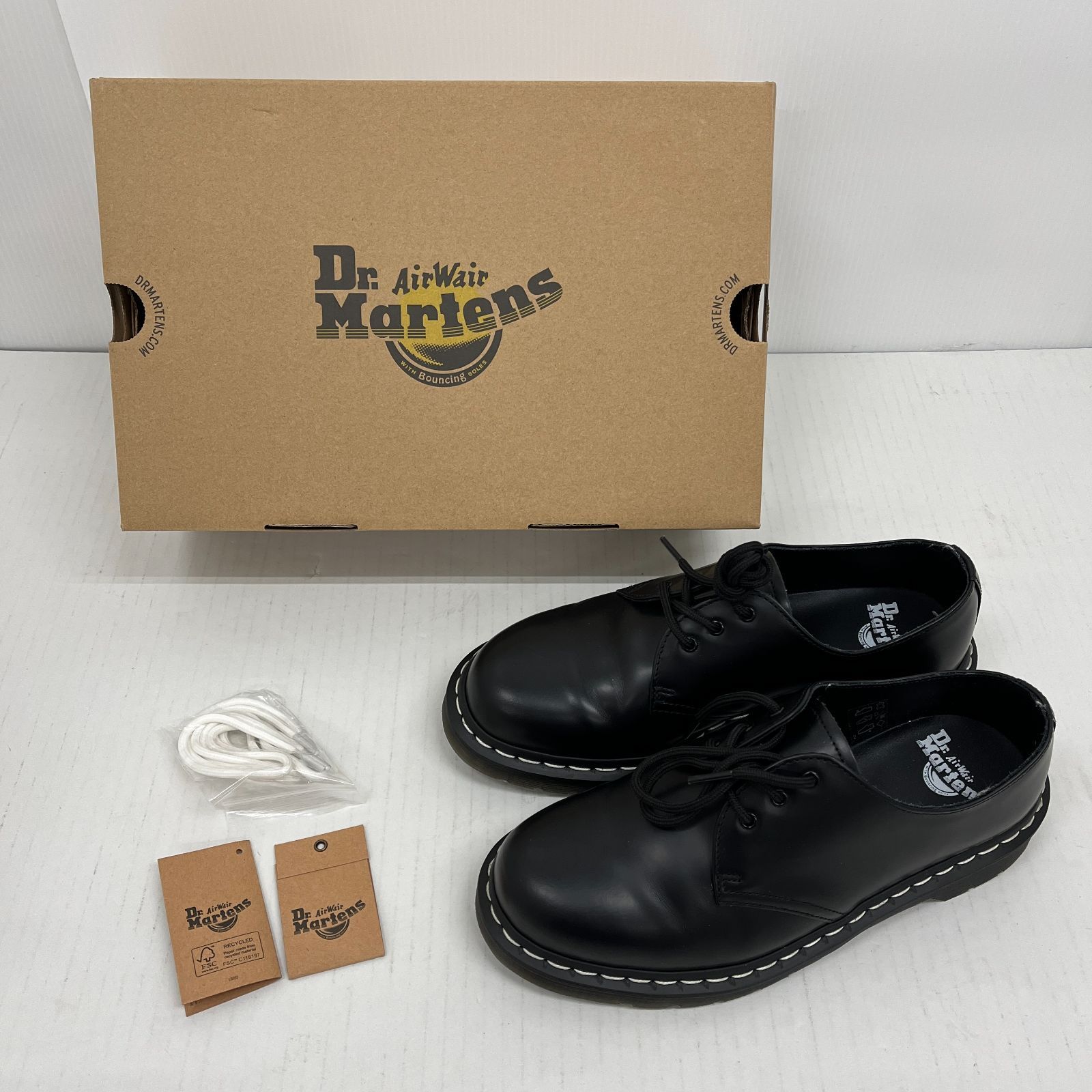 N156[08]Y4682(靴) Dr.Martens 1461WS ホワイトステッチ 3ホールシューズ/UK7(26.0cm) やや傷や汚れあり 5/23出品