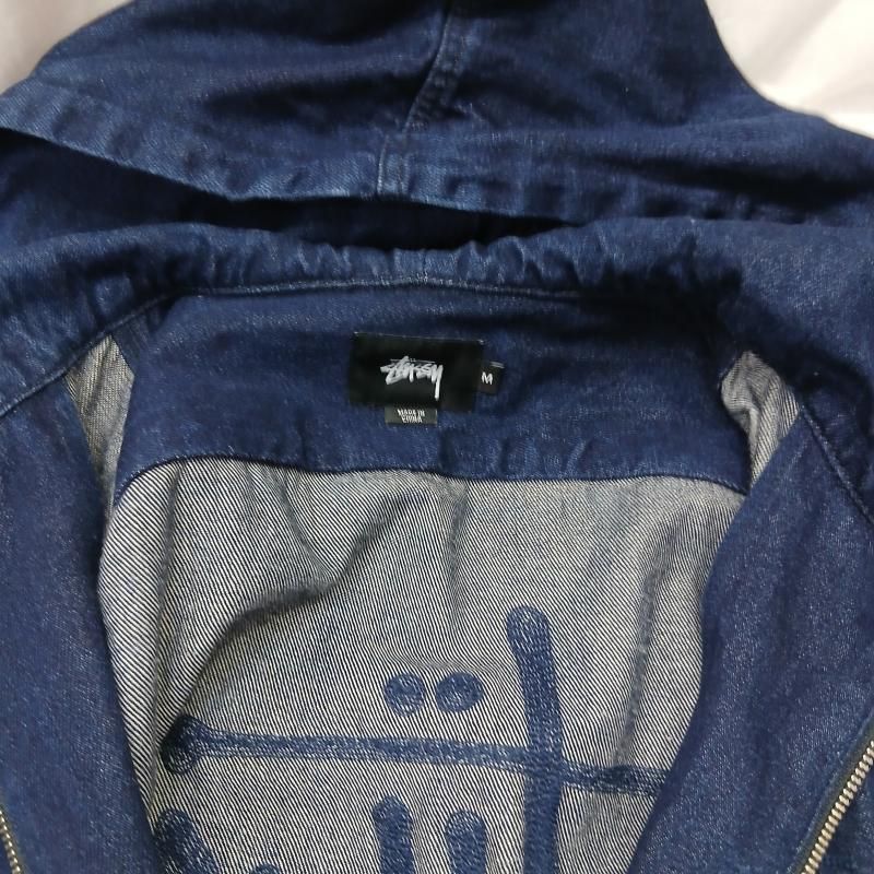 ステューシー ロゴ刺繍 デニム ジップ パーカー メンズ M ISItems