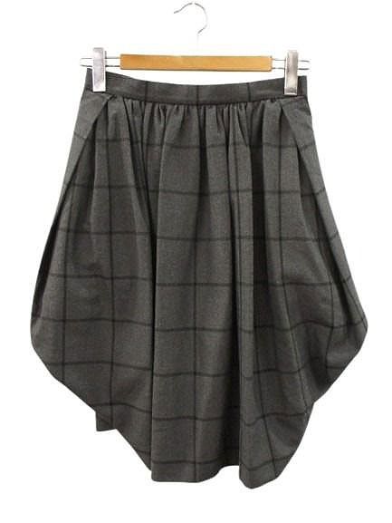 ヴィヴィアンウエストウッドレッドレーベル Vivienne Westwood RED LABEL チェック柄 変形 スカート 3 グレー ボトムス ☆AA★