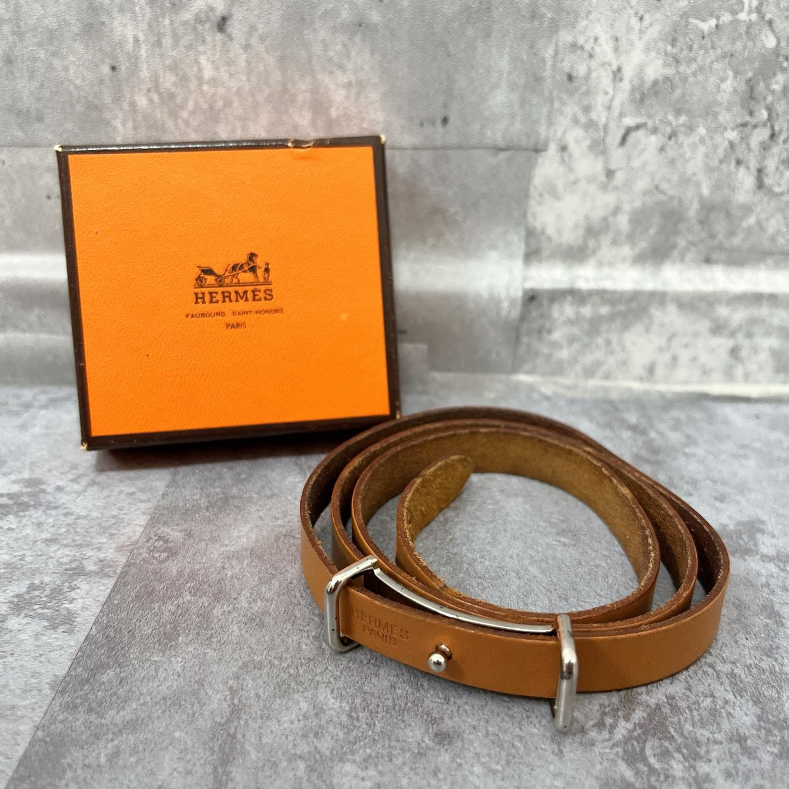 HERMES】エルメス 箱付き レザーブレスレット アピ ブレスレット 