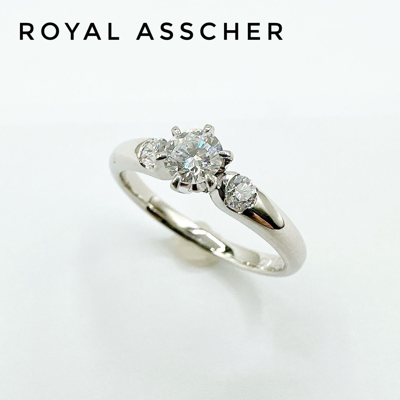 美品?ROYAL ASSCHER ダイヤモンド 0.22ct 0.10ct プラチナ リング 約7号 Y