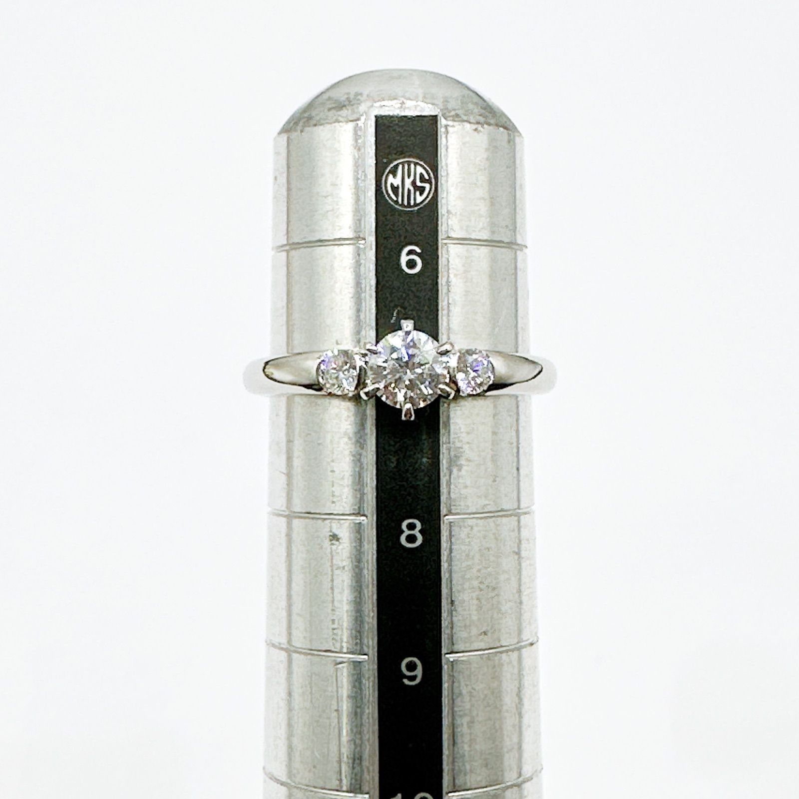 美品?ROYAL ASSCHER ダイヤモンド 0.22ct 0.10ct プラチナ リング 約7 
