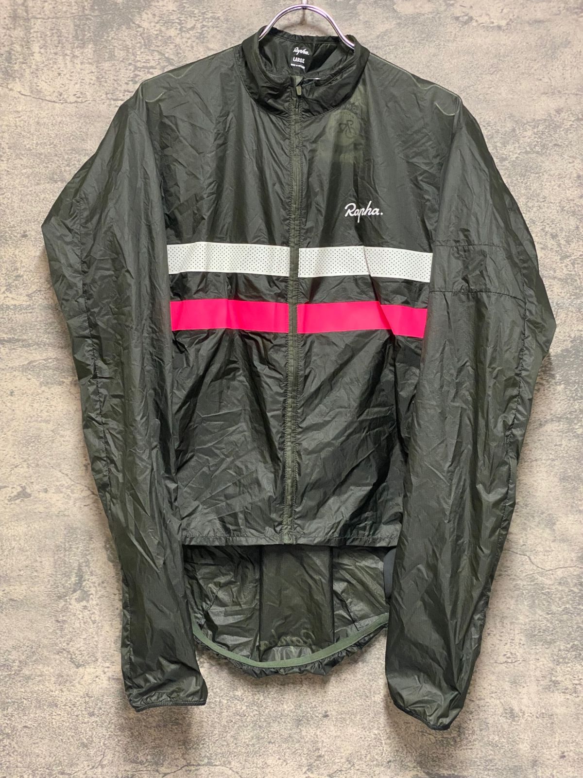 KE033 ラファ Rapha BREVET FLYWEIGHT WIND JACKET 長袖 サイクルジャケット オリーブ L