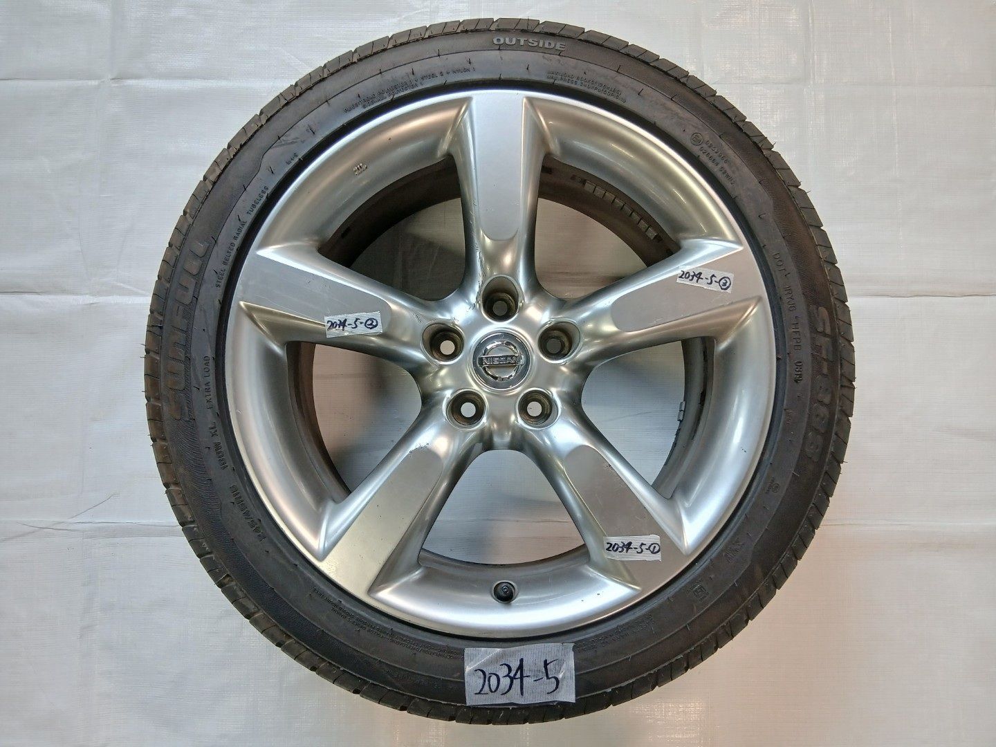 中古 日産純正 Z33 18インチ アルミホイール＆サマータイヤ 1本 