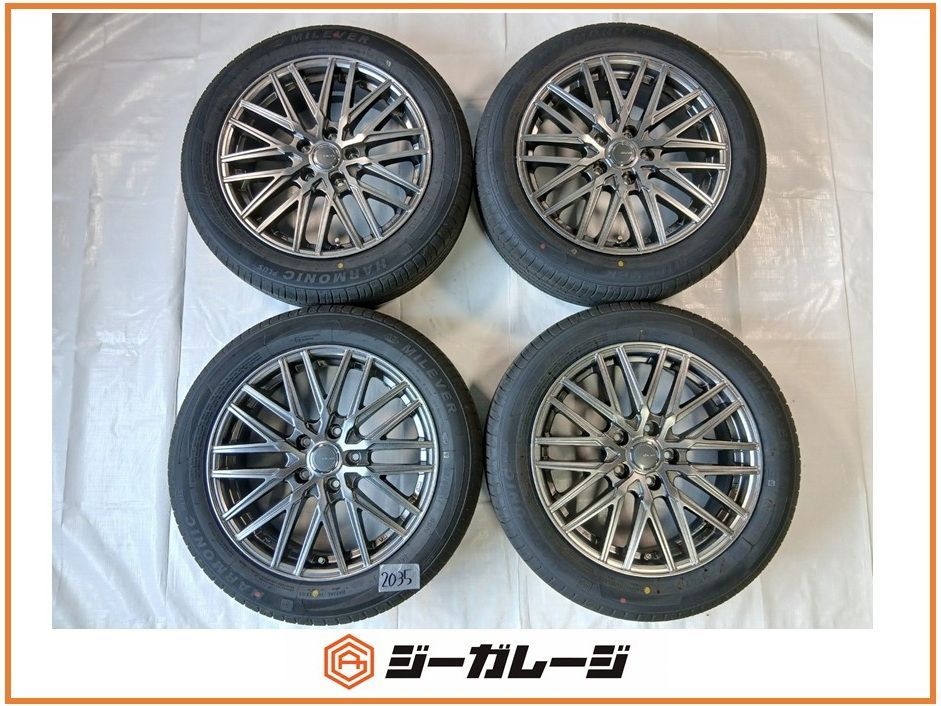 中古 GRASS 17インチ アルミホイール＆サマータイヤ 1台分4本セット (ホイールサイズ) 6.5J-17 +40 5/114.3 (サマータイヤ) ミレバー MP070 195/60R17 90H プリウス60系 送料無料
