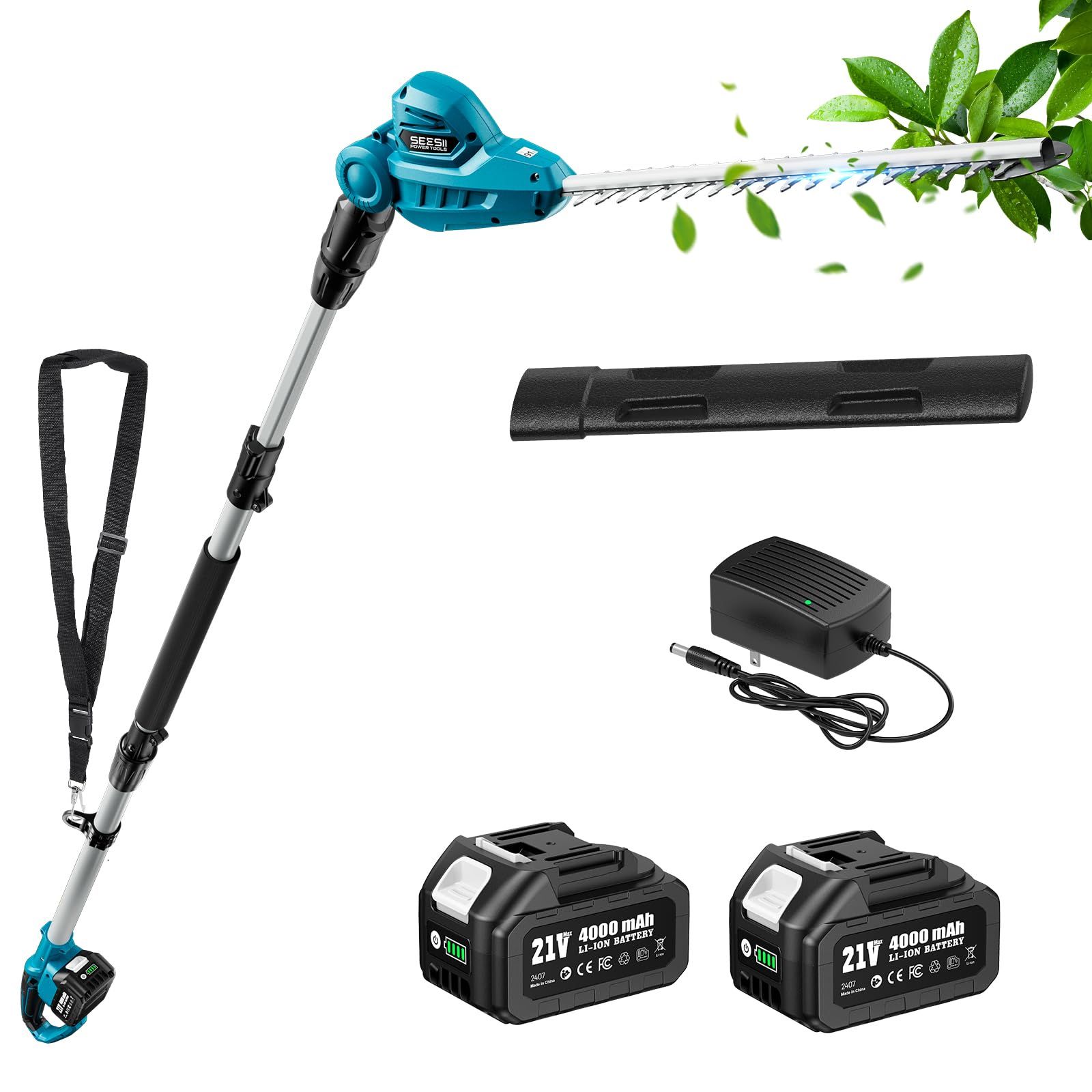 ☆新品☆【2026新型】SEESII 充電式ポールヘッジトリマー たかえだ充電式剪定トリマー 480mmのトリマー刈幅 230-280cm長さ無段階調節 2個4000mAh大容量バッテリー ヘッジ角度が0°?135°調節可能 芝生を刈る草刈り ecd5b0a7