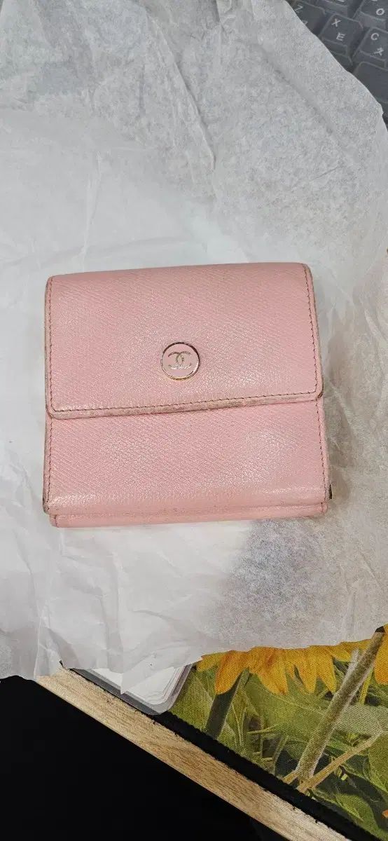 シャネル ヴィンテージ 二つ折り財布 ピンク