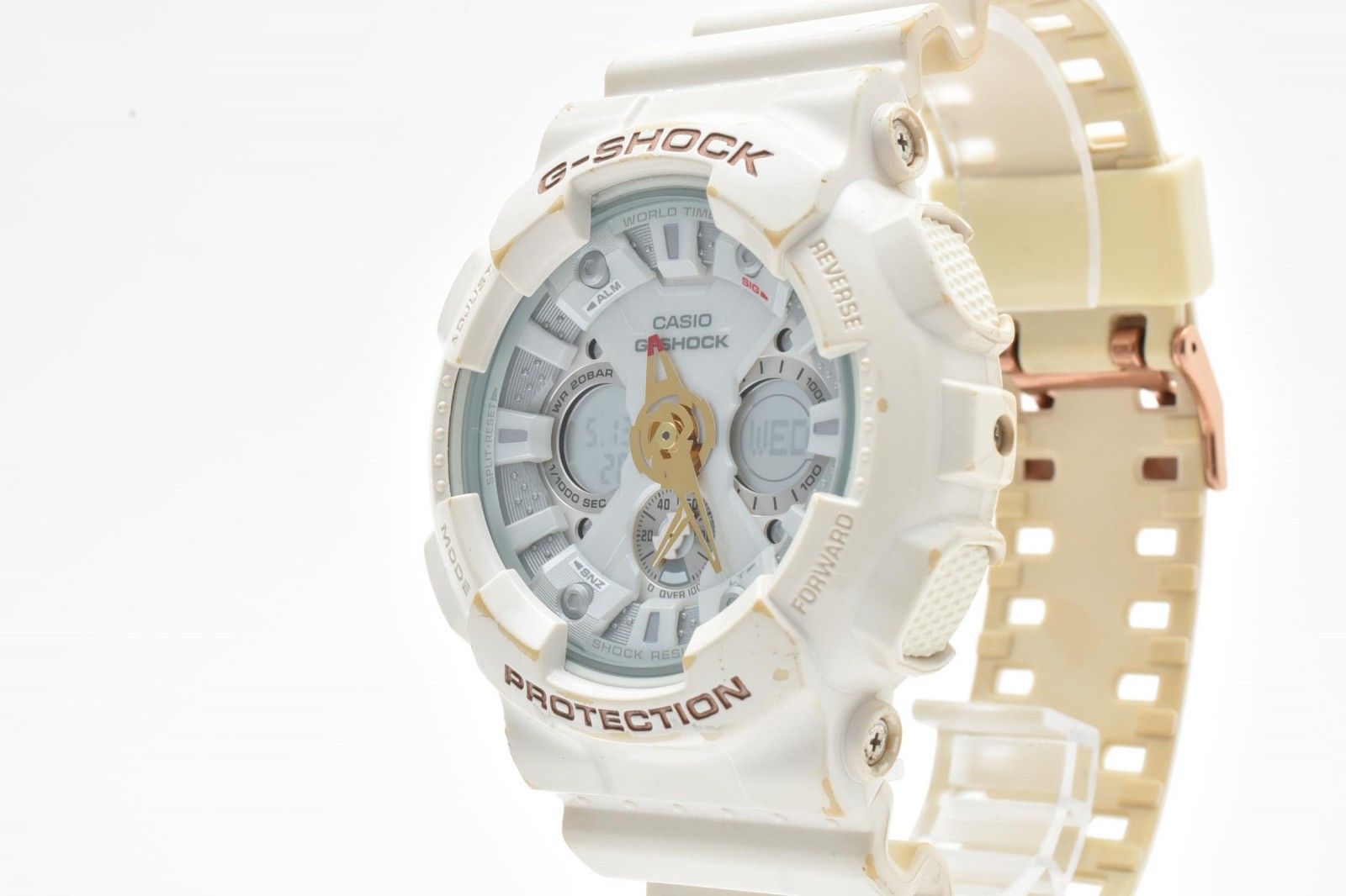 CASIO G-SHOCK GA-120LA アナデジ クォーツ 腕時計 ホワイト 樹脂ベルト メンズ 箱付