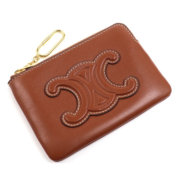 CELINE セリーヌ トリオンフ コインケース ブラウン 10C663DR8.04LU レディース 中古 美品