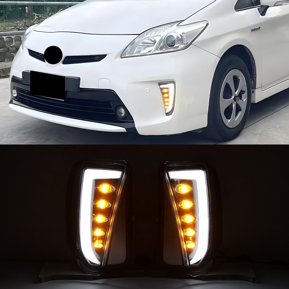 【送料無料】トヨタ プリウス30系 Toyota Prius 2012-2015 専用 フロントターンランプ フォグランプ LEDデイライト 高輝度 視認性UP ドレスアップ スポーティ クリア/スモーク ABS+LED製 左右セット
