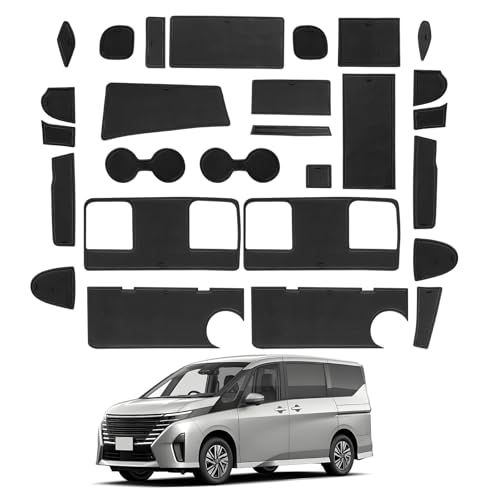 日産 セレナ C28 専用 インテリアラバーマット ノンスリップマット セレナ C28 ドアポケットマット キズ防止 騒音防止 内装パーツ セレナ アクセサリー カスタムパーツ 27枚 セット ノイズ軽減 カスタムパーツ（ブラック）kk