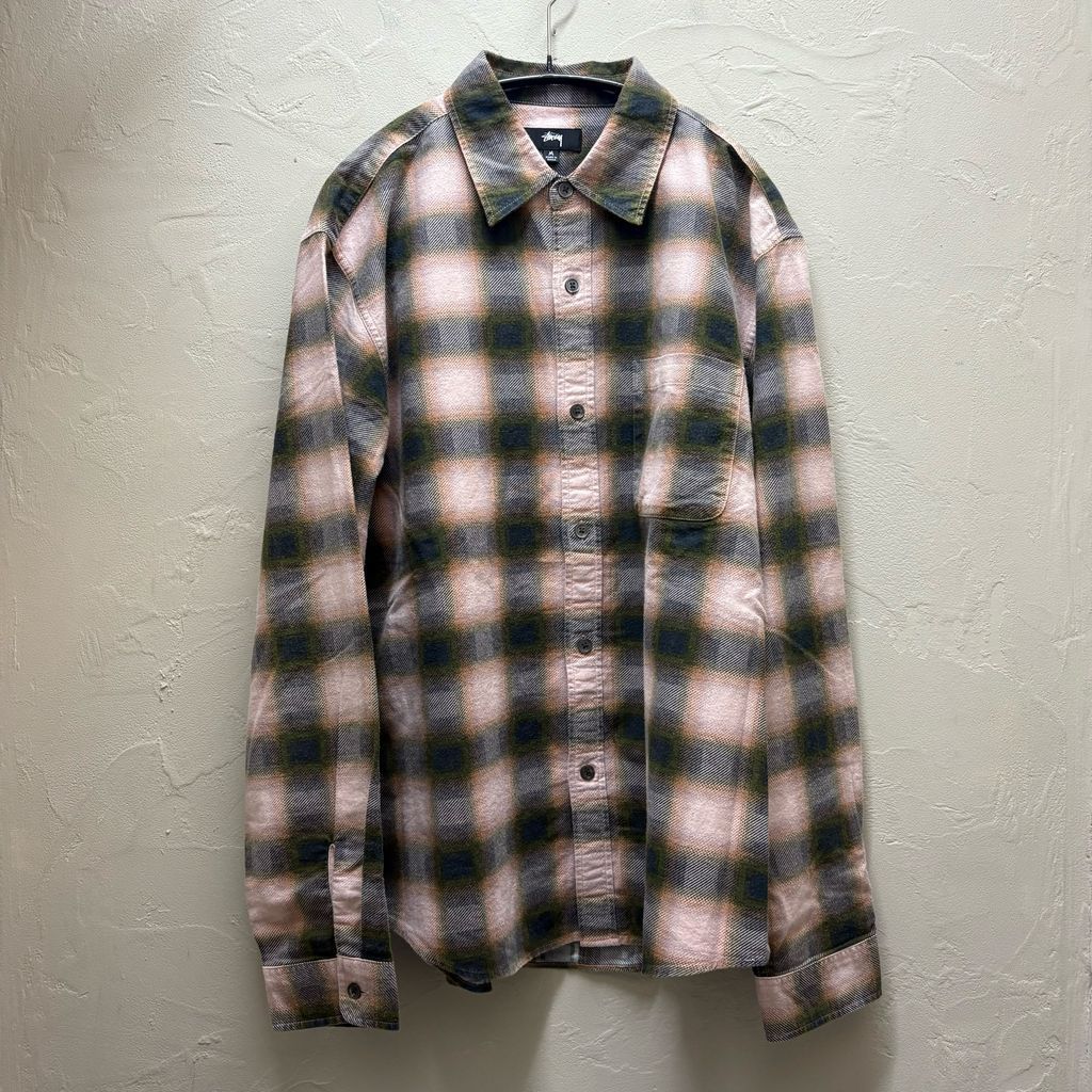 STUSSY ステューシー 25AW JUNE PLAID SHIRT チェック長袖シャツ 1110370 ピンク size:M【代官山B05】
