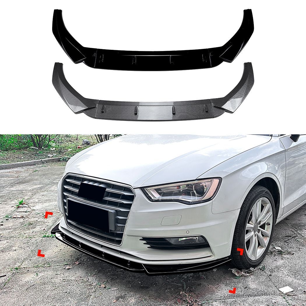 【送料無料】アウディA3 8V 標準バンパー 2013-2016 フロントリップ スポイラー フロントバンパースプリッター エアロパーツ ABS製 カーボン調 ブラック ドレスアップ カスタム 新生活
