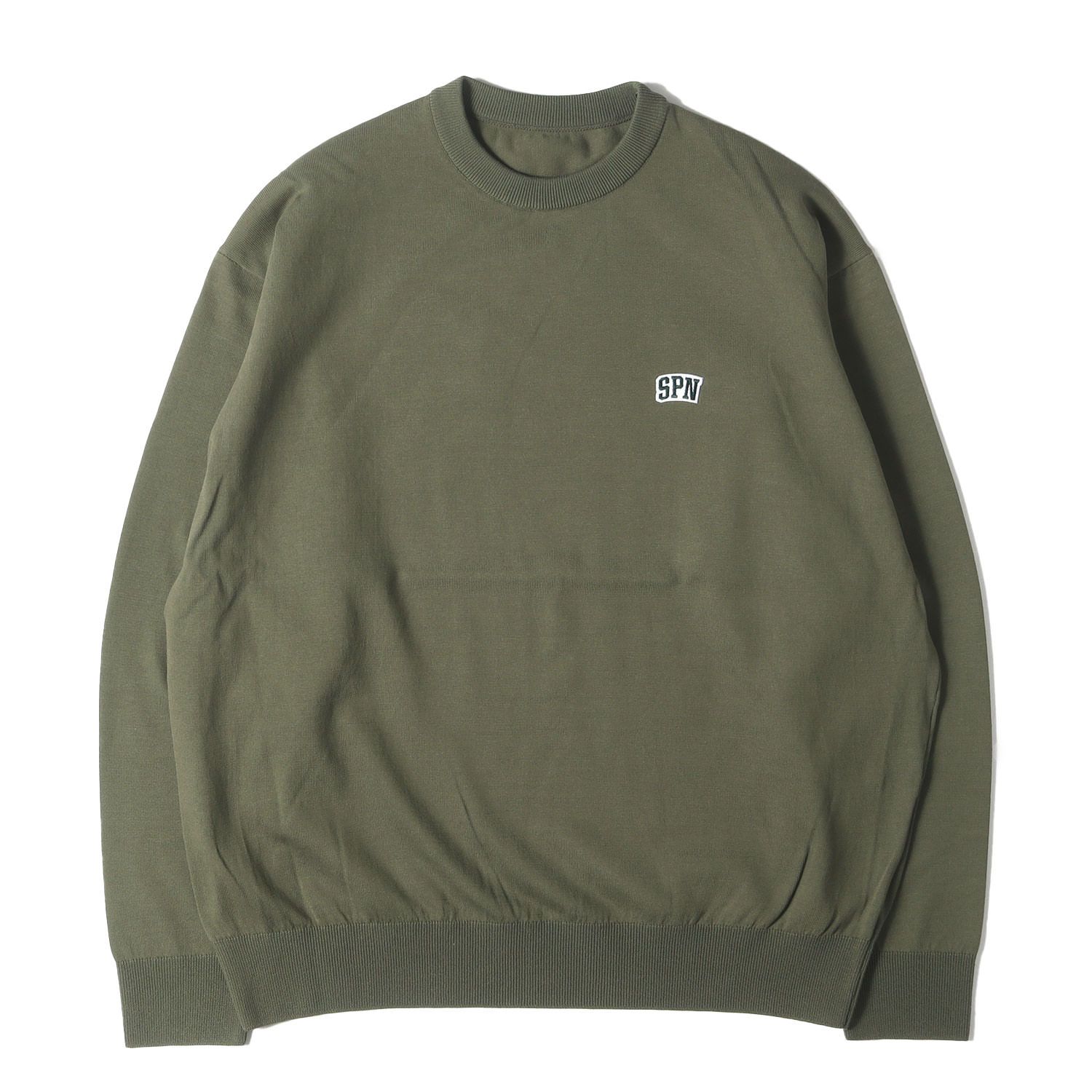 【美品】SOPHNET ソフネット ニット カーキ サイズ:L | 25SS ワッペン付き クルーネック コットンニット (SPN WAPPEN CREWNECK KNIT) | トップス セーター【メンズ】【中古】